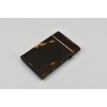 A Victorian tortoiseshell visiting card case rounded rectangular form, side hinged with push