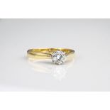 An 18ct yellow gold and solitaire diamond ring the brilliant cut diamond, approx. 0.50ct, crown