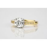 A fine 18ct yellow gold, platinum and diamond ring handmade as a one-off piece by Catherine Best