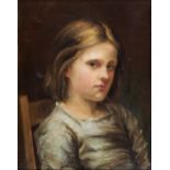 Miss Dickinson (British, late 19th century) Portrait of a young girl oil on canvas, exhibition label