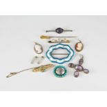 A collection of antique and vintage gold and silver jewellery including a silver and enamel