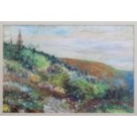 William John Caparne (British, 1856-1940) 'May flowers, the cliffs, Guernsey' pastel, signed lower