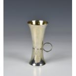 A rare contemporary Channel Islands silver spirit measure hallmarked with Guernsey crest, maker's '