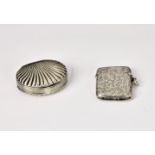 A silver clam shell trinket box and vesta case the silver clam shell opening to reveal gilt