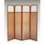 A good quality 19th century solid satinwood four fold dressing screen the glazed top with incuse