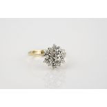 A 9ct yellow gold and diamond cluster ring size G½.