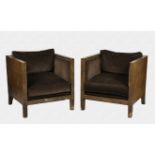 A pair of faux-shagreen Art Deco style armchairs after Jean Michel Frank by Julian Chichester, the