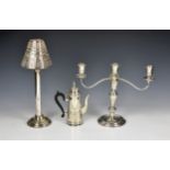 An Elizabeth II silver three light candelabra Charles S. Green & Co. Ltd., Birm. 1972, 10in. (25.