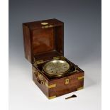 A brass bound mahogany cased two-day marine chronometer by Norris and Campbell, Liverpool mid 19th