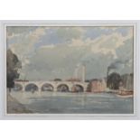 Ernest Wills (British, 20th century) Kingston Bridge, Surrey watercolour, signed, dated 1950 and