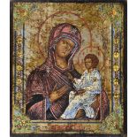 A Russian icon - The Tikhvinskaya Mother of God probably 20th century, showing The Mother of God