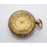 A gold three coloured fusee lever pocket watch by Thomas Pinnington of Liverpool gilt key wound