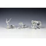 Three Swarovski crystal boxed " Inspiration Africa " - 1993 Elephant - 1994 Kudo - 1995 Lion. *