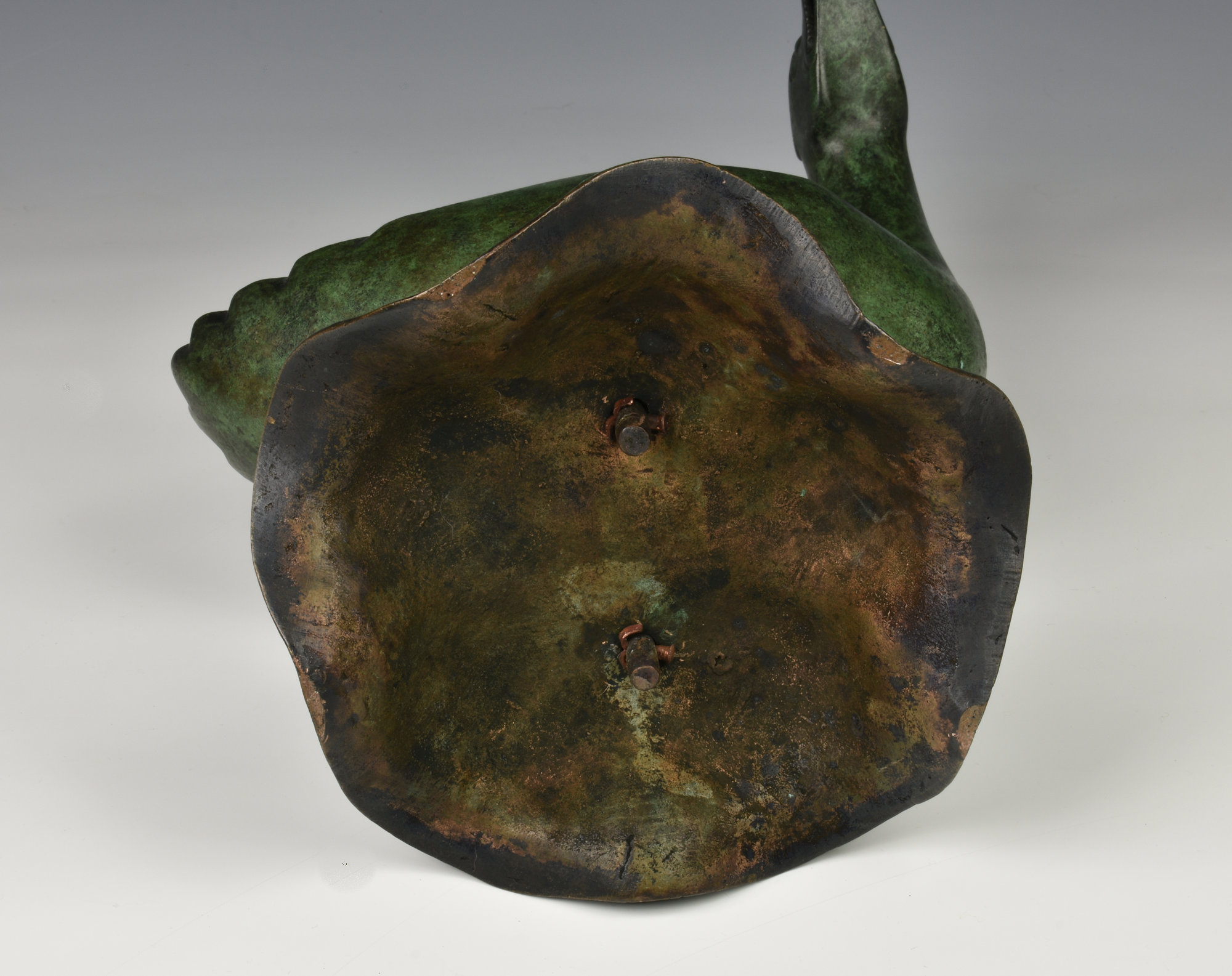 A Chinese patinated bronze duck censer probably 20th century, with verdigris patination, the duck - Image 7 of 7