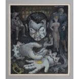 Kenneth Lockwood (British, 1920-2017) Four fantasy mixed media pictures - the first titled "Avarice"