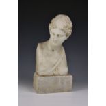 A 19th century carved white marble bust of Venus 10¾in. (27.25cm.) high, on a marble plinth. *