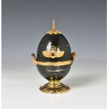 Sarah Fabergé - the Egyptian Tribute egg number 7 of an edition of 84, the egg fashioned in black