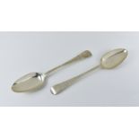 A pair of 19th century Channel Islands silver tablespoons maker's mark JLG (John Le Gallais,