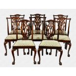 A set of eight Chippendale style mahogany dining chairs 1920s, including a pair of carvers, the