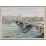 Brian Eden (British, 20th Century) 'London Bridge' watercolour, signed lower left, titled to label