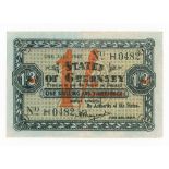 BRITISH BANKNOTE - States of Guernsey - German Occupation One Shilling and Threepence, overprinted