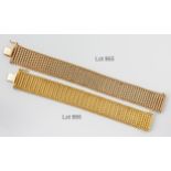 An 18ct yellow gold strap bracelet by UnoAErre, Italy, the flexible bracelet with alternate