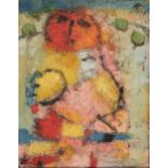 Fateh al-Moudarres (Syrian, 1922-1999) Figure oil on panel, signed indistinctly lower right 9 x 7in.