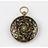 An 18ct gold, black & white enamel ladies pendant watch by Leroy & Fils French, 19th century, key