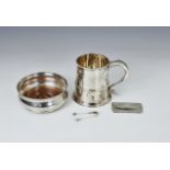 A small group of silver collectables comprising a tankard by C J Vander Ltd, Sheffield 2000, of