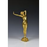 A solid bronze Art Nouveau figure, 'Reveil', after Paul Philippe the naked female figure standing