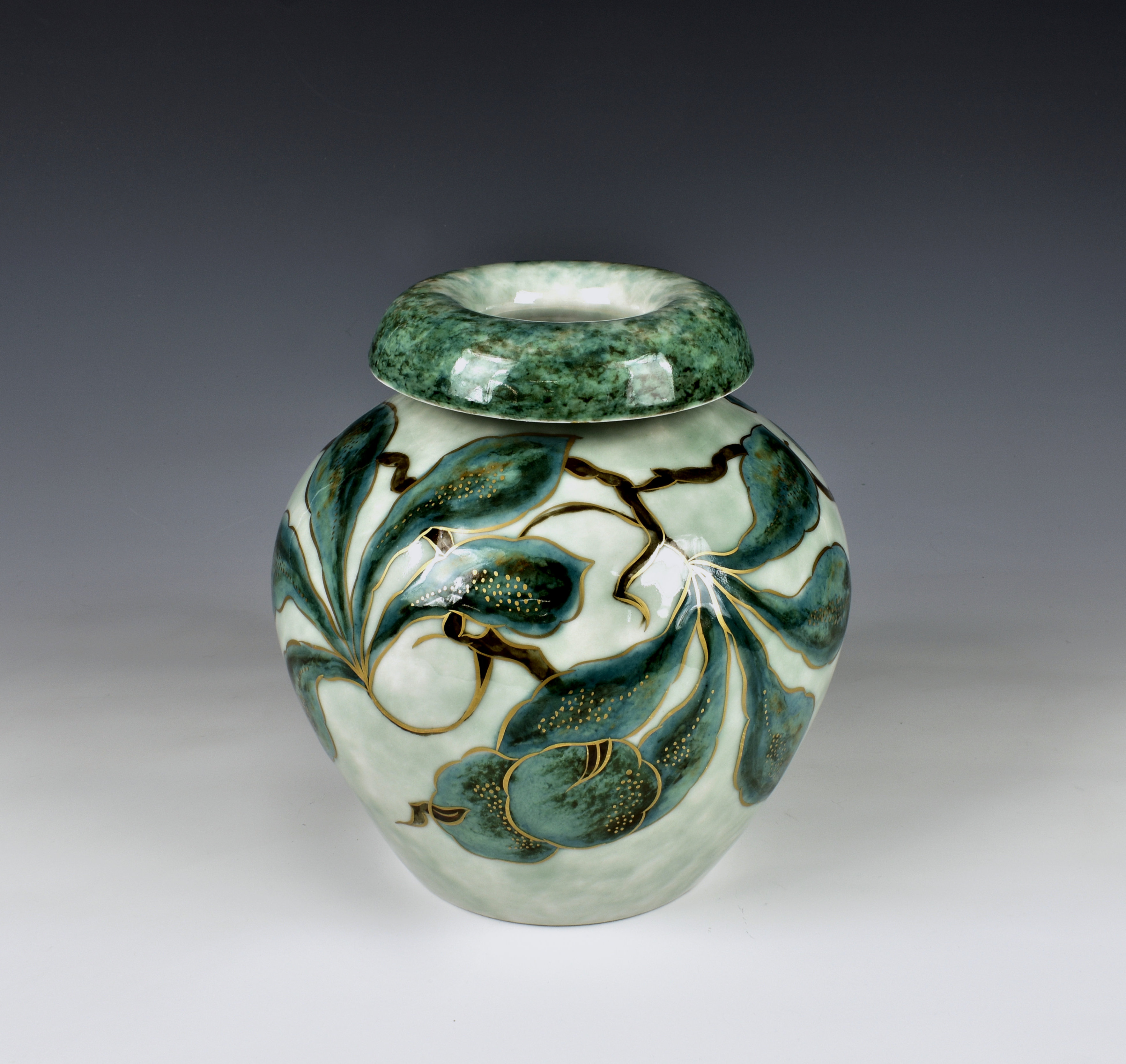 Camille Tharaud (1878-1956) for Limoges France, 1930s, porcelain vase of compressed ovoid form