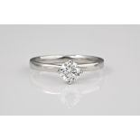 A platinum and solitaire diamond ring the 0.50ct brilliant cut diamond G/SI1 in a twist crown