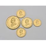 A collection of Egyptian Gold medallions/coinage each dating 1970, Commemorating Gamal Abdel