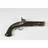 An antique percussion cap belt pistol with captive swivel ram rod probably mid 19th century,