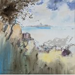 Eric Lionel Walker (British, b.1941) St Aubin's Fort from Belcroute, Jersey watercolour, signed