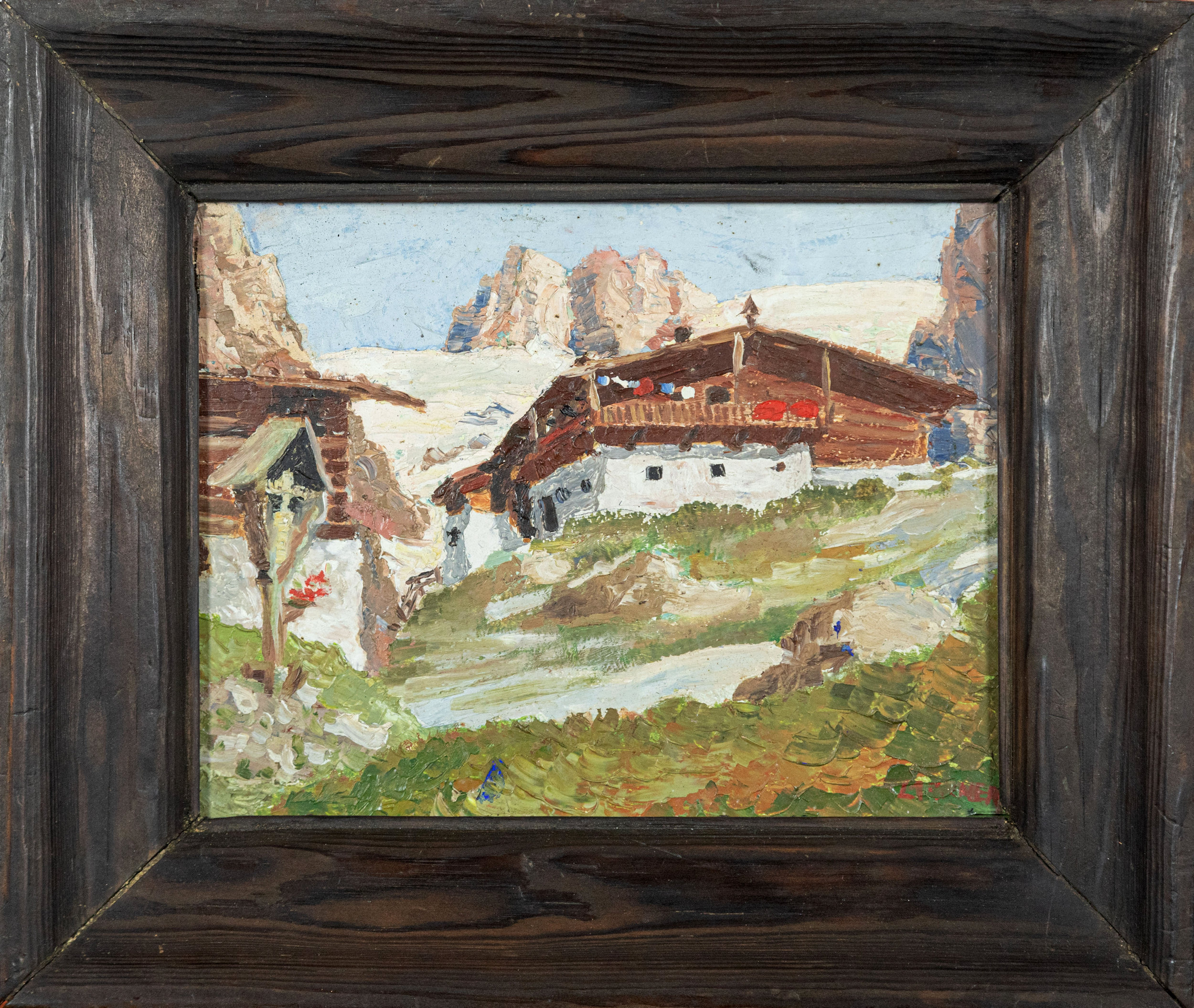 Continental School (early 20th century) An Austrian chalet in the Alps, springtime oil on board, - Image 3 of 3