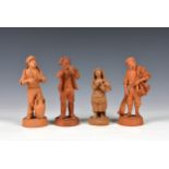 Four miniature Italian terracota figures to include a fisherman, one marked 'Catania', 4¼ to 5¼in.