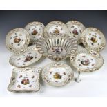 A Meissen porcelain part dessert service late 19th / early 20th century, probably outside decorated,