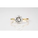A fine 18ct yellow gold and diamond solitaire ring the 2.27ct old brilliant cut diamond of fine