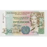 BRITISH BANKNOTE - Guernsey Fifty Pounds first issued 1994, Signatory D. P. Trestain, serial