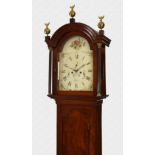 An early 19th century Channel Islands eight day mahogany longcase clock the bell strike movement