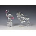 Two Swarovski crystal models boxed, comprising "Rare Encounters Stag" with metal antlers and "