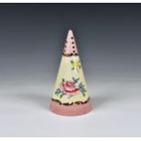 A Clarice Cliff for Wilkinson Ltd conical sugar caster 1937-52, floral pattern on honeyglaze and