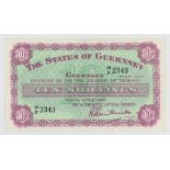 BRITISH BANKNOTES - THE STATES OF GUERNSEY Ten Shillings, comprising two notes, both signed L. A.