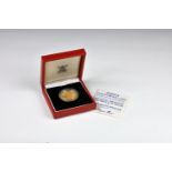 A cased and capsulated Royal mint Jersey Two Pound 22ct Gold Commemorative coin weighing 15.98