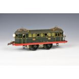 A Hornby O Gauge 20v electric Swiss pantograph Locomotive no. 10655, in dark green and red with a