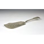 A George IV silver fiddle pattern fish slice William Chawner II, London, 1825, of typical form