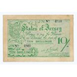 BRITISH BANKNOTE - STATES OF JERSEY - German Occupation Jersey Occupation Ten Shillings (JN247),