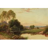 Robert Robin Fenson, alias Henry Maidment (British, act.1889-1914) Pastoral landscapes at dusk oil