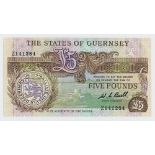 BRITISH BANKNOTE - The States of Guernsey - Five Pound (replacement) c. 1980, Signatory W. C.